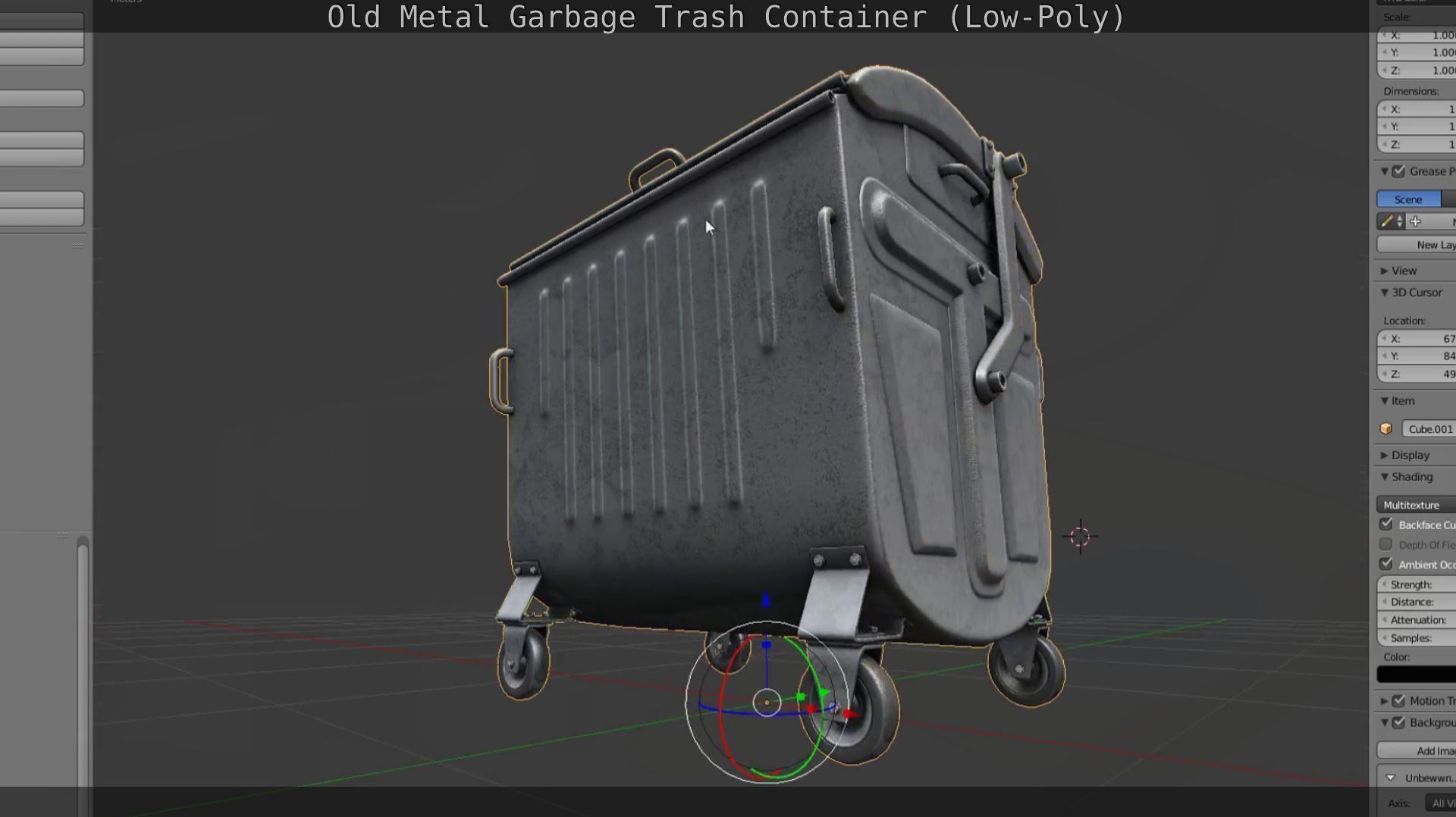 Old Metal Garbage Trash Container Low-Poly Low-poly 3D model_96
