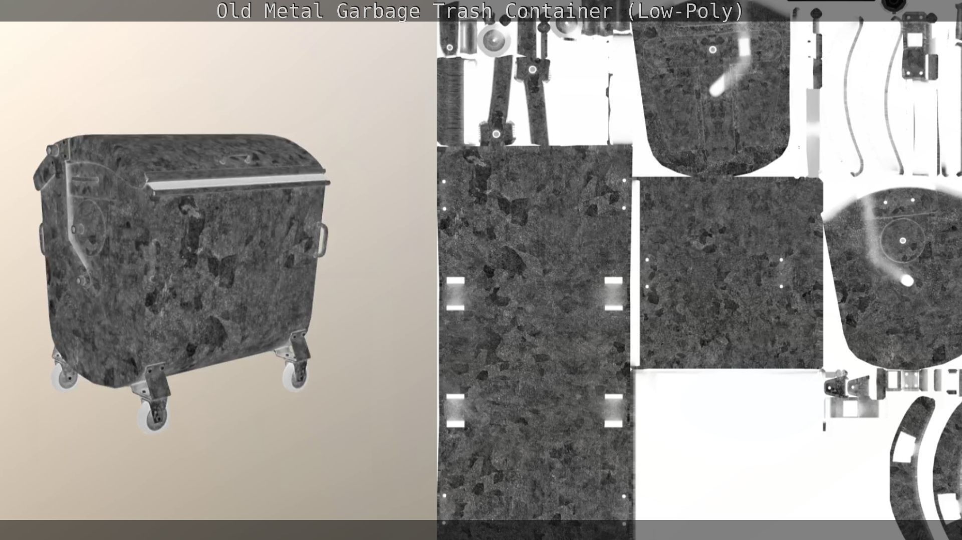 Old Metal Garbage Trash Container Low-Poly Low-poly 3D model_55