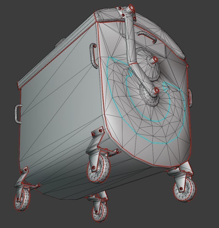 Old Metal Garbage Trash Container Low-Poly Low-poly 3D model_9