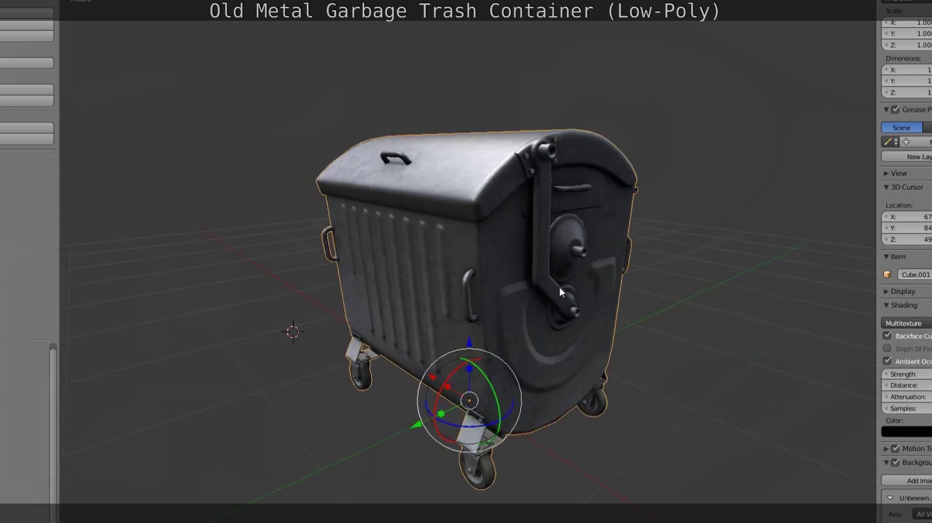 Old Metal Garbage Trash Container Low-Poly Low-poly 3D model_104
