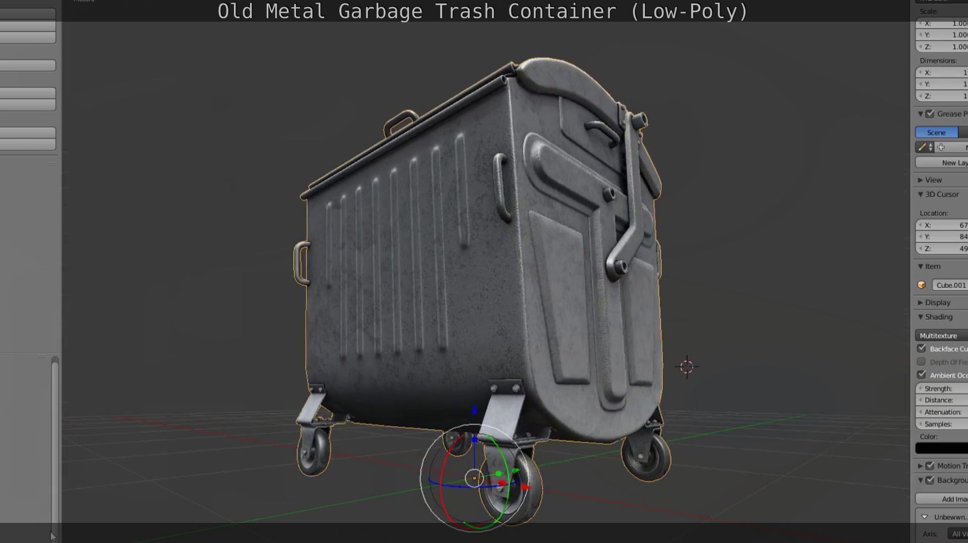 Old Metal Garbage Trash Container Low-Poly Low-poly 3D model_97