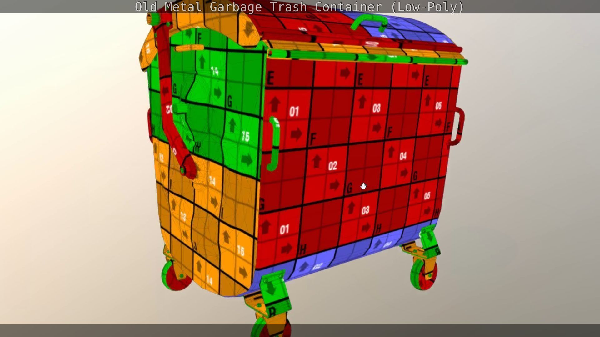 Old Metal Garbage Trash Container Low-Poly Low-poly 3D model_48