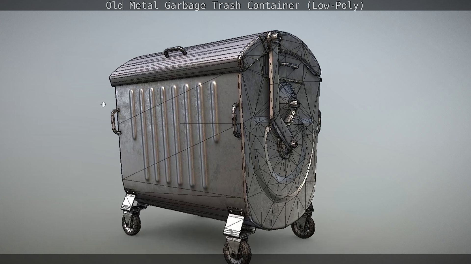 Old Metal Garbage Trash Container Low-Poly Low-poly 3D model_29