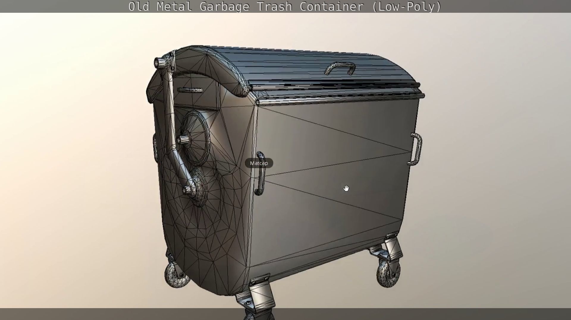 Old Metal Garbage Trash Container Low-Poly Low-poly 3D model_43