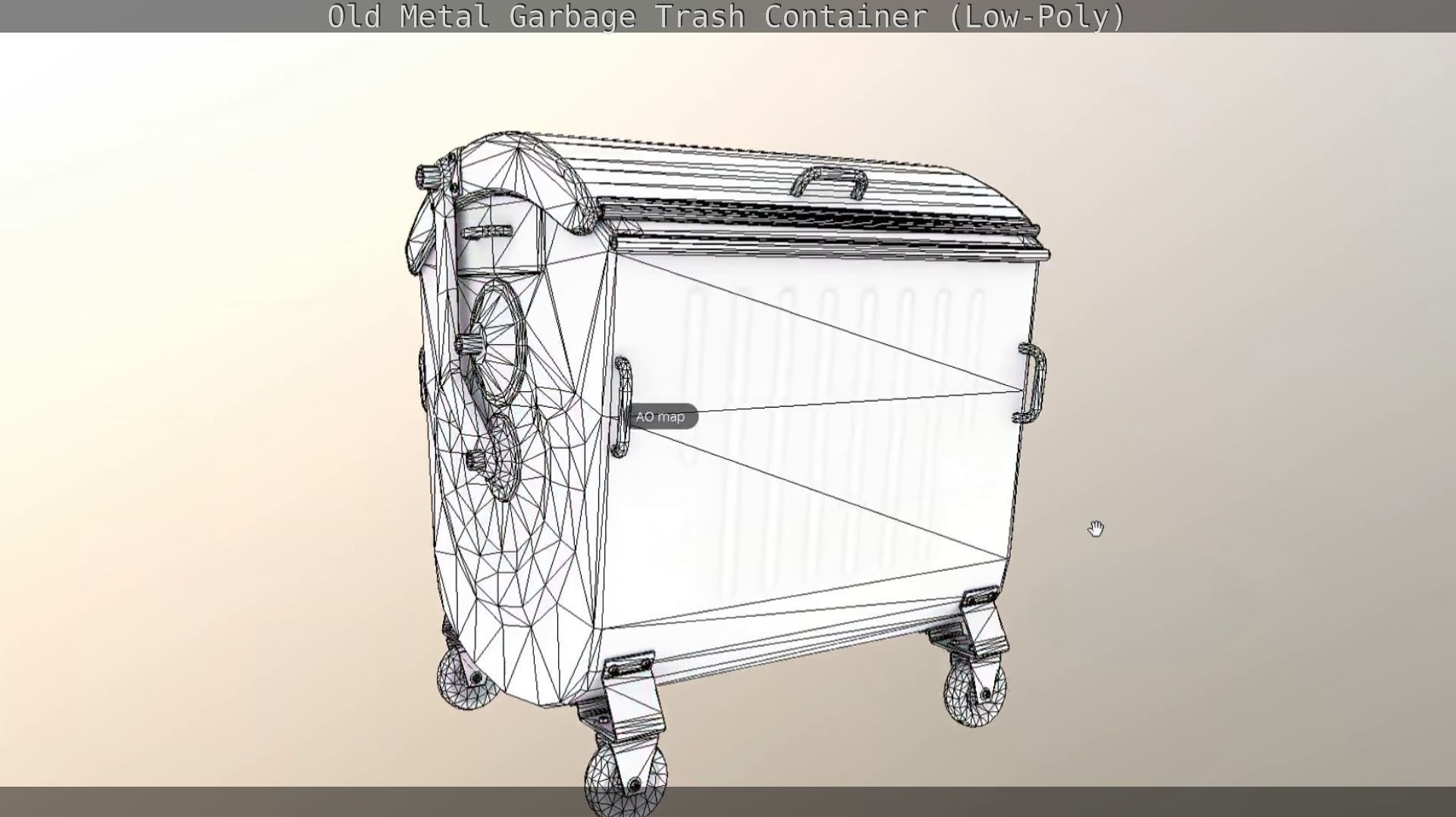 Old Metal Garbage Trash Container Low-Poly Low-poly 3D model_35