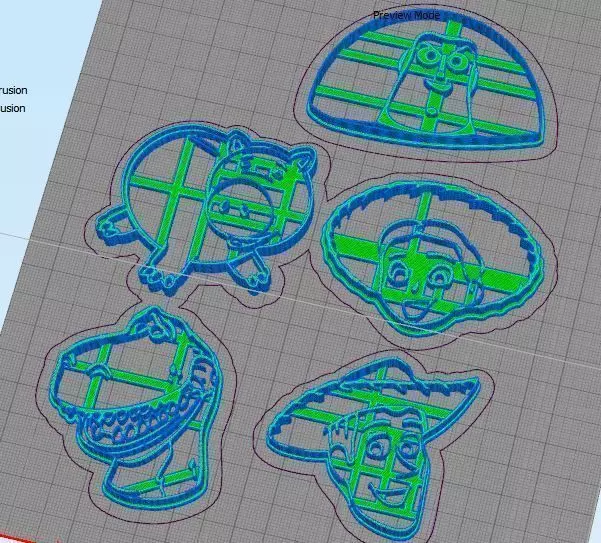 Toy Story Cookie Cutter Set Woody Jessie Rex Buzz Piggy Bank 3D print model