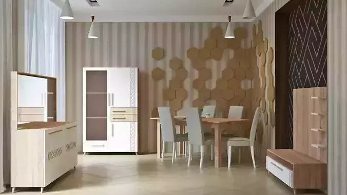 salon modern living room with wooden furniture