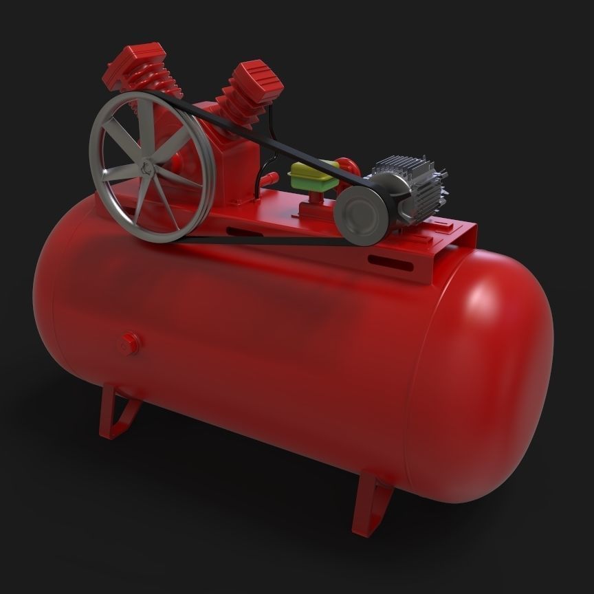 2 Hp Air Compressor Free 3D model_2