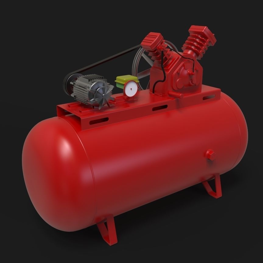 2 Hp Air Compressor Free 3D model_1