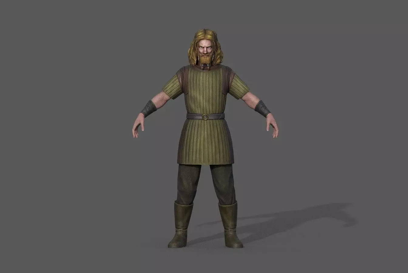 Torstein man with long hair Low-poly 3D model_0