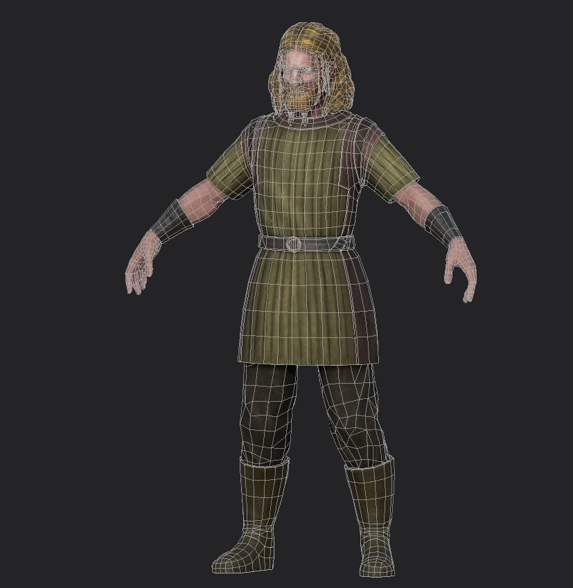 Torstein man with long hair Low-poly 3D model_4