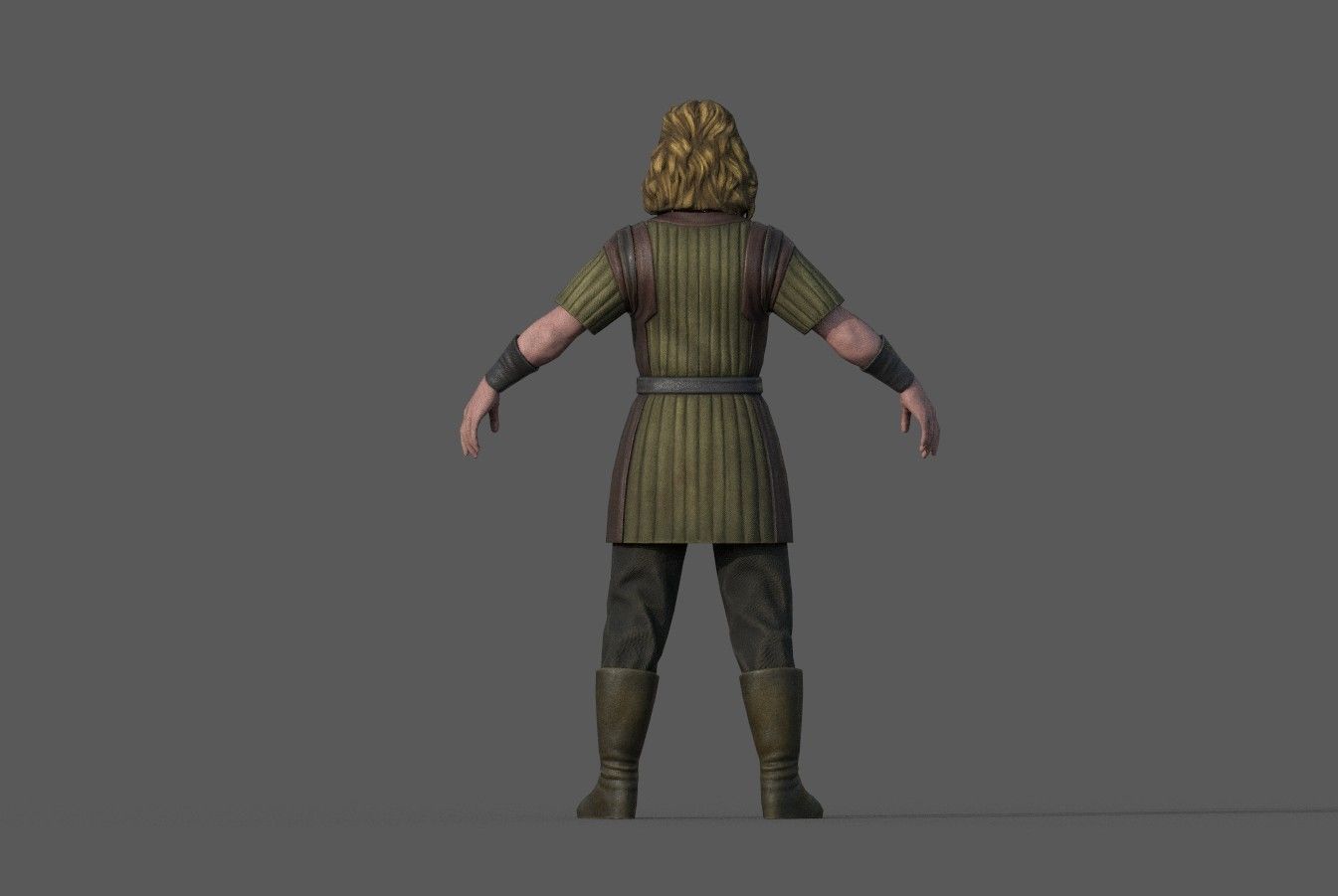 Torstein man with long hair Low-poly 3D model_3