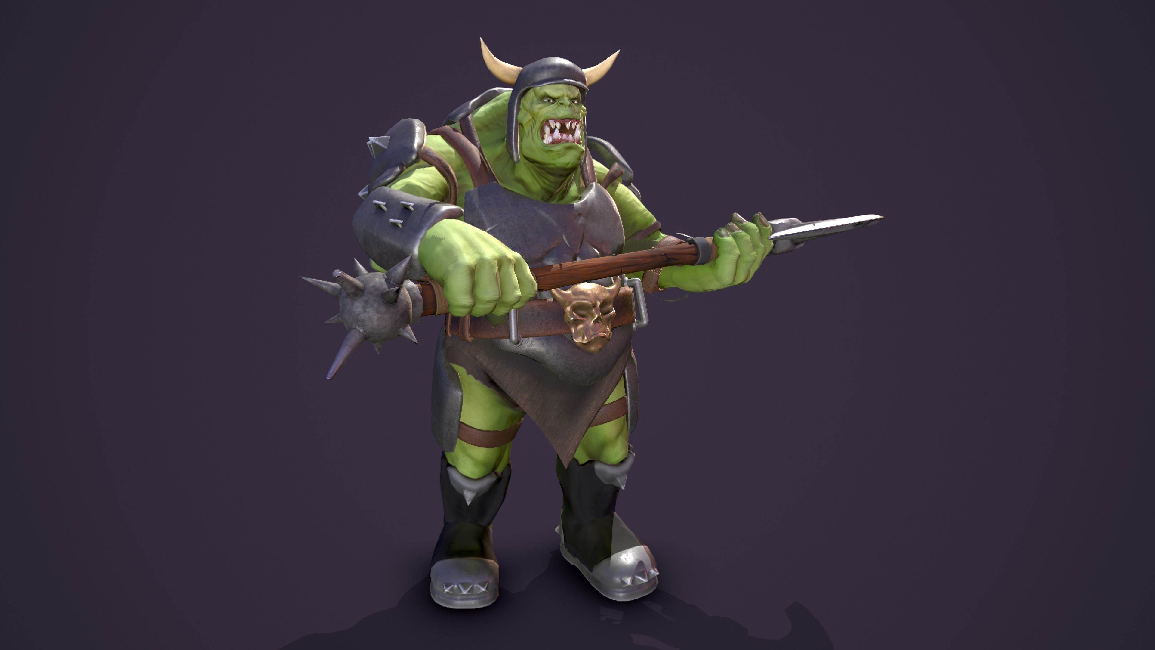 Orc Ogre with Armor and Axe Low-poly 3D model_32
