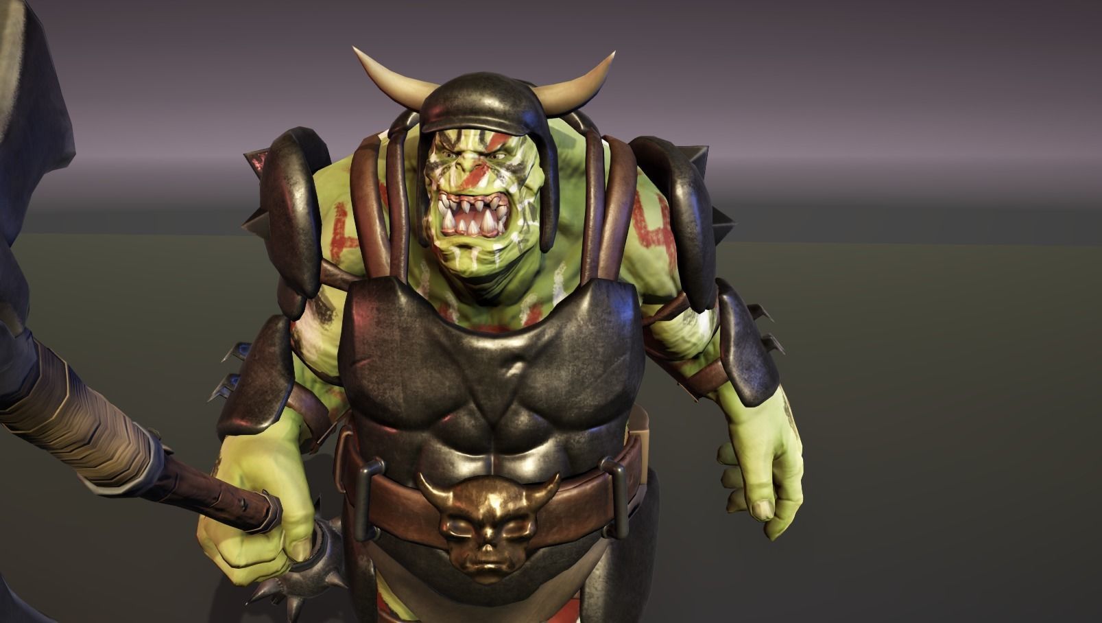 Orc Ogre with Armor and Axe Low-poly 3D model_38