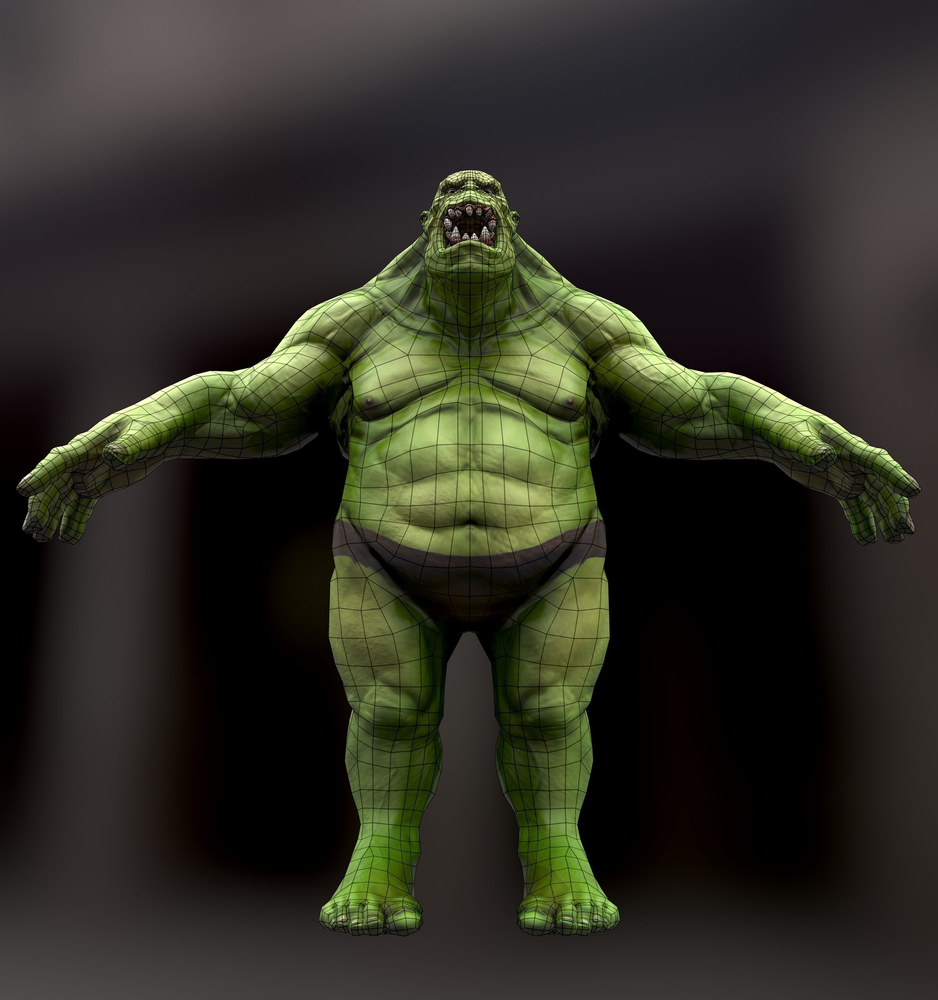 Orc Ogre with Armor and Axe Low-poly 3D model_17