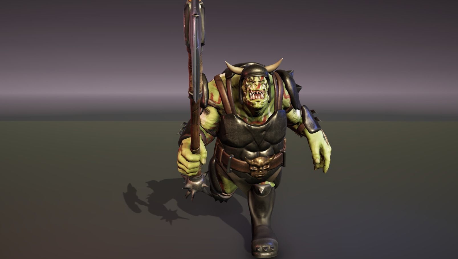 Orc Ogre with Armor and Axe Low-poly 3D model_36