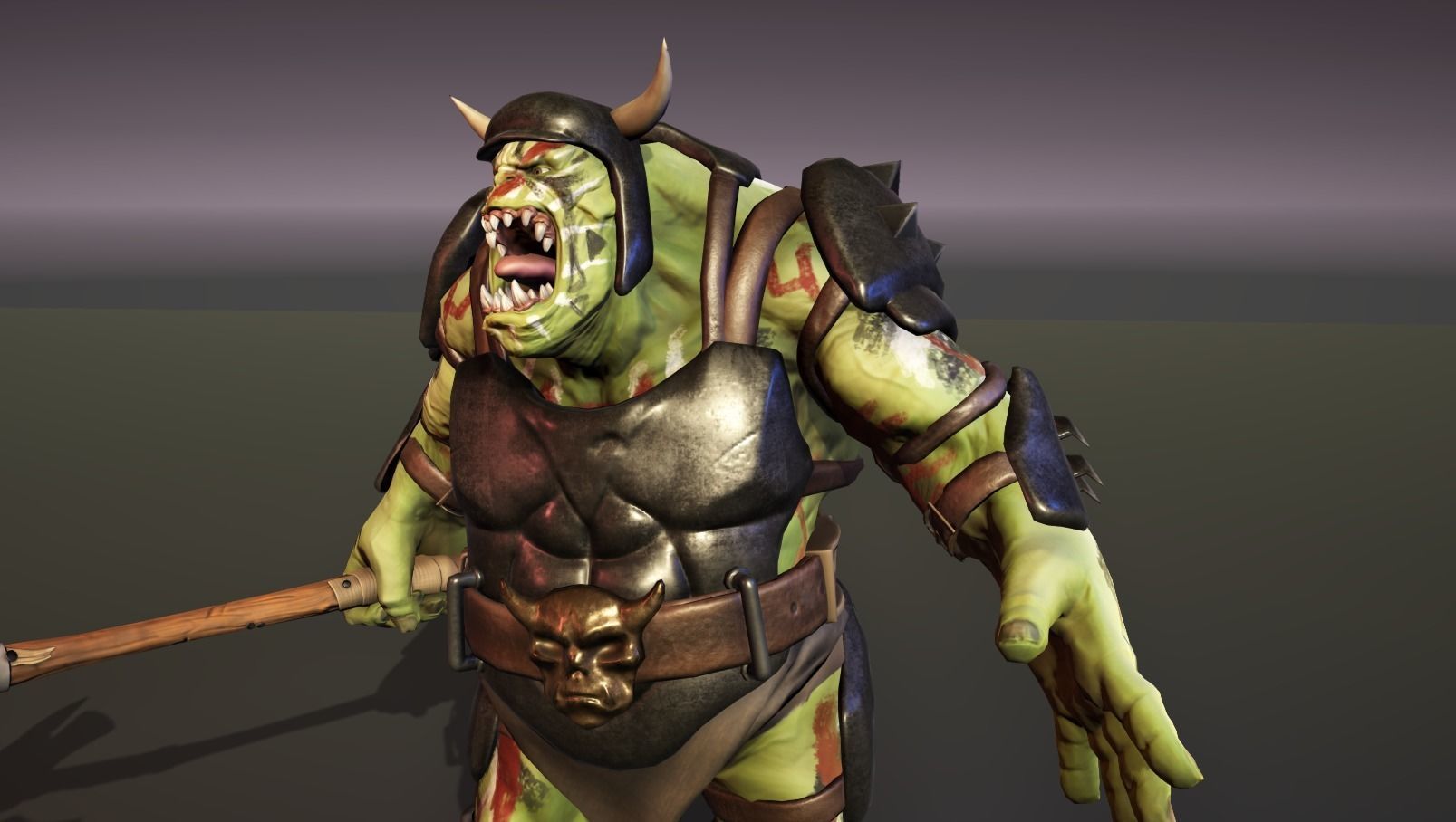 Orc Ogre with Armor and Axe Low-poly 3D model_39