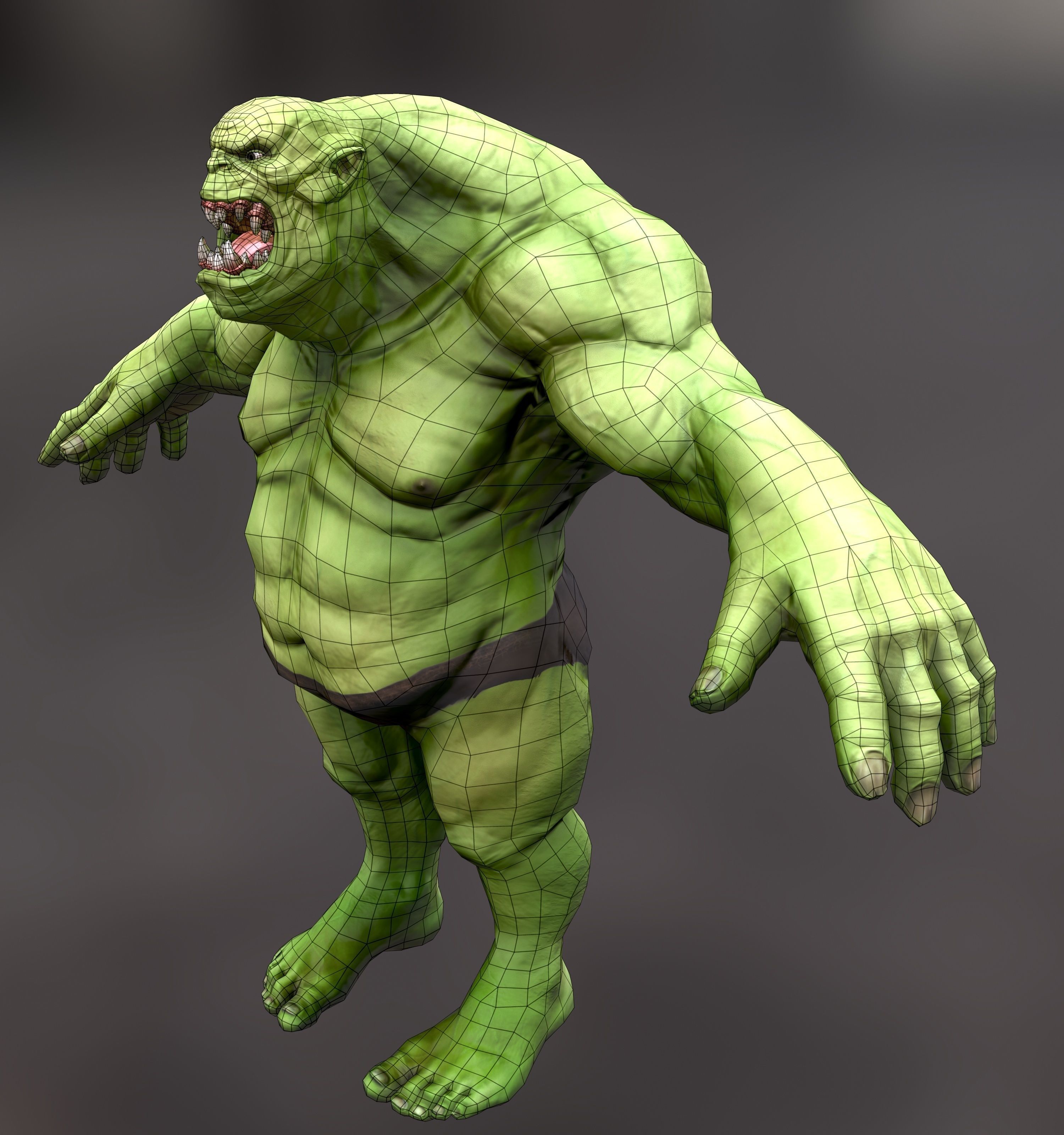 Orc Ogre with Armor and Axe Low-poly 3D model_13