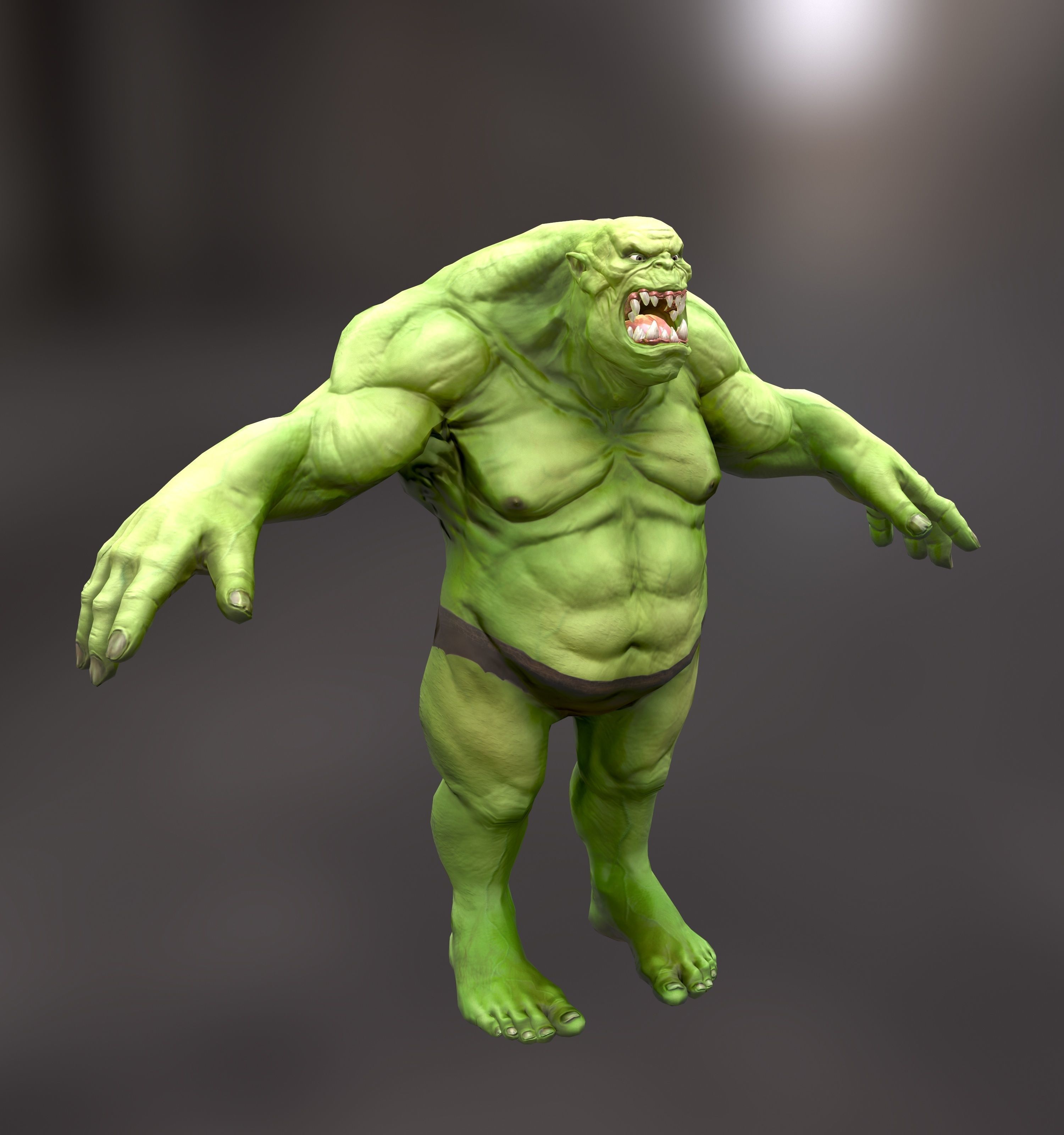 Orc Ogre with Armor and Axe Low-poly 3D model_3