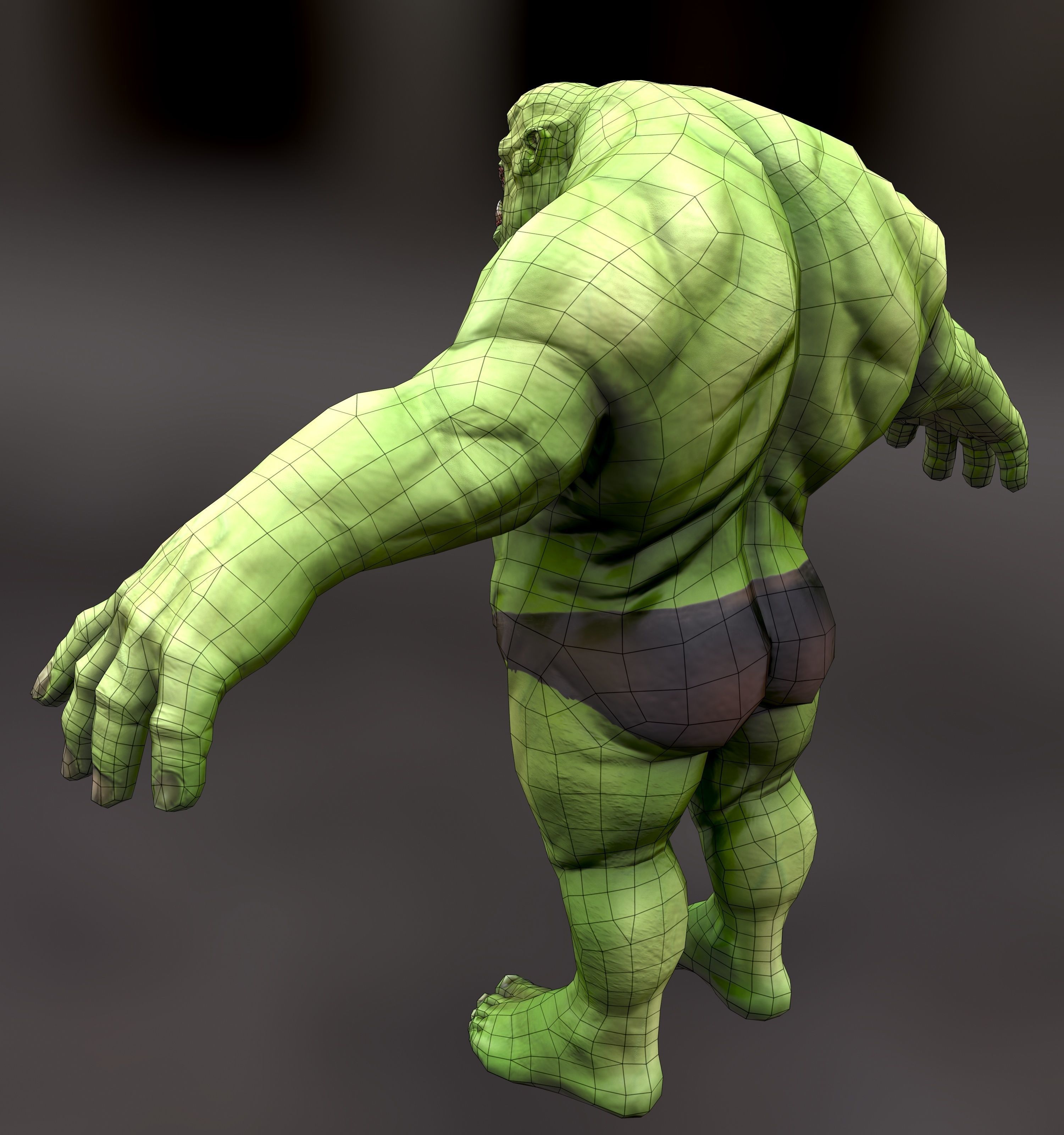 Orc Ogre with Armor and Axe Low-poly 3D model_14