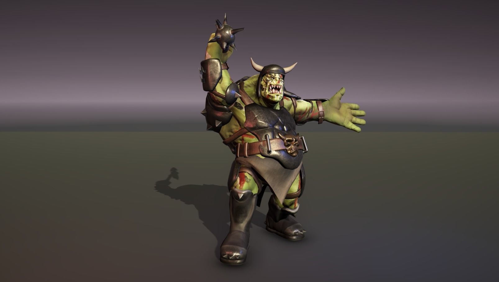 Orc Ogre with Armor and Axe Low-poly 3D model_33