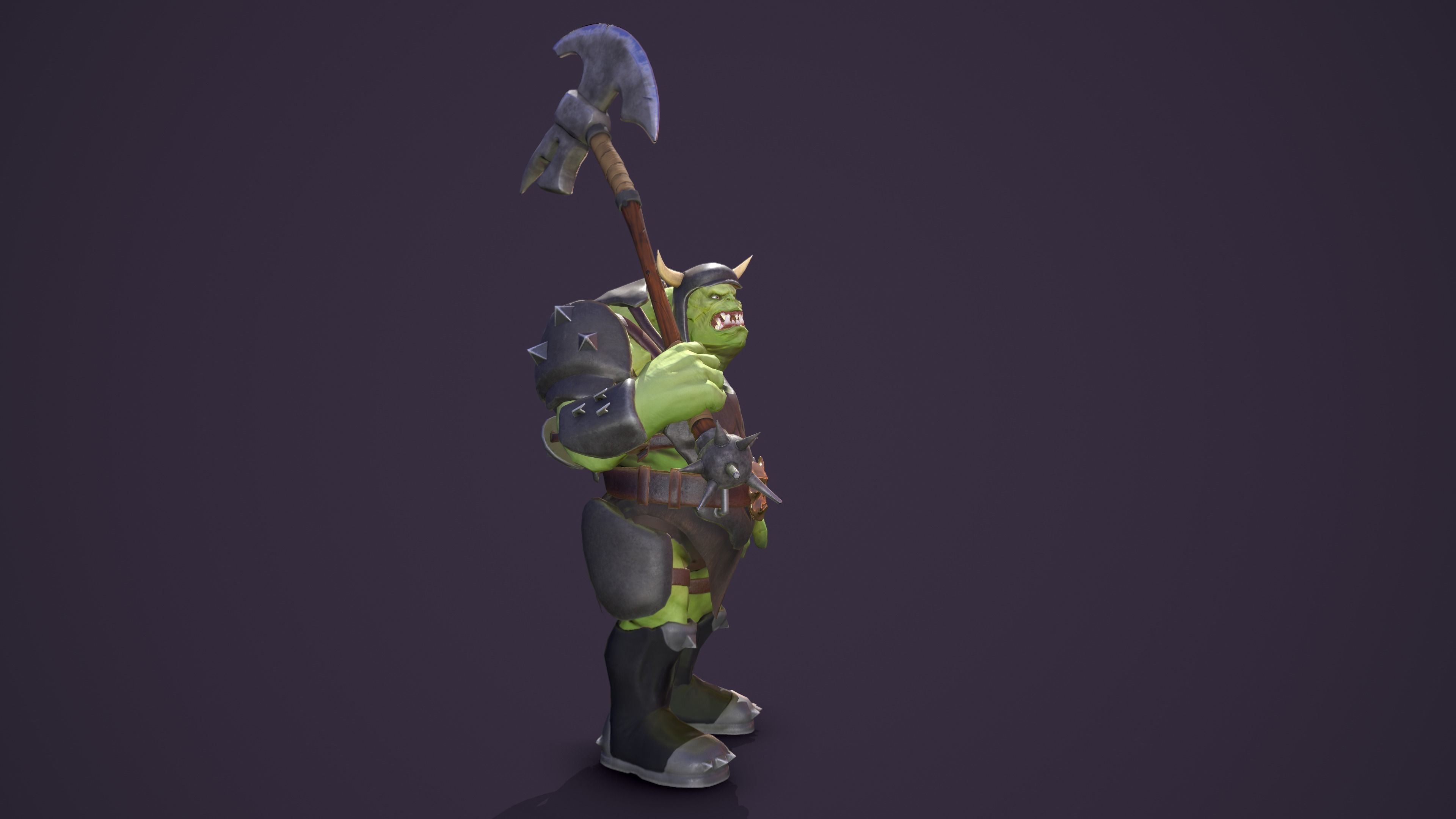 Orc Ogre with Armor and Axe Low-poly 3D model_26