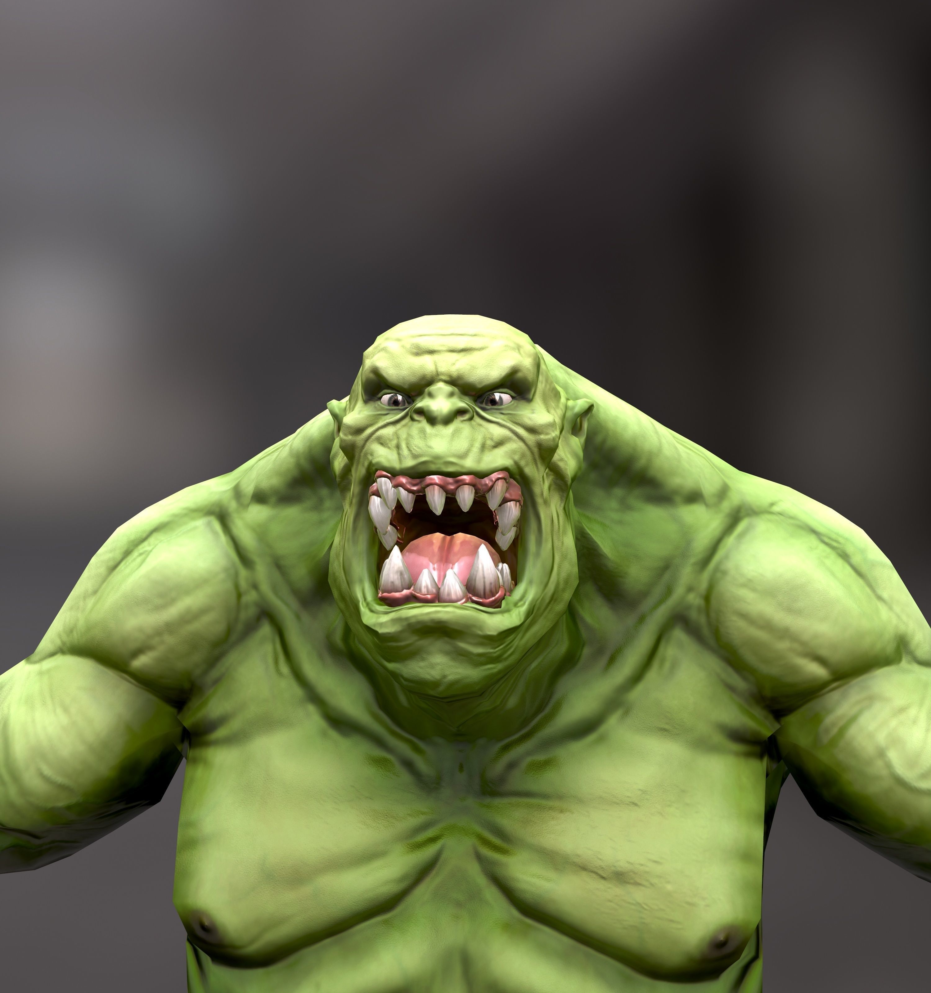 Orc Ogre with Armor and Axe Low-poly 3D model_10