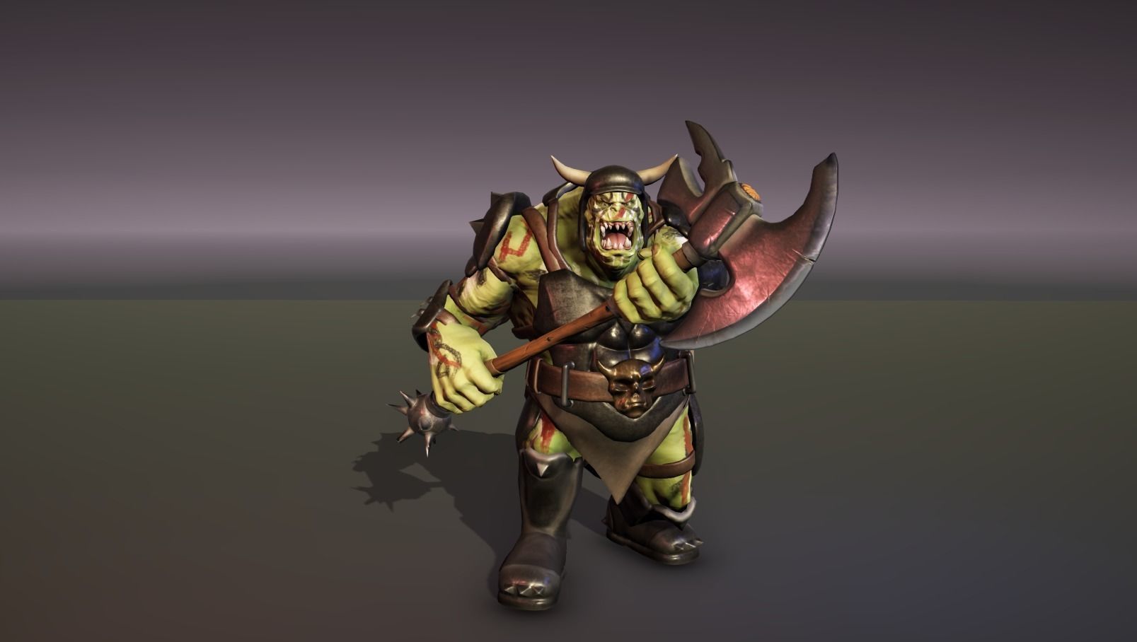 Orc Ogre with Armor and Axe Low-poly 3D model_35
