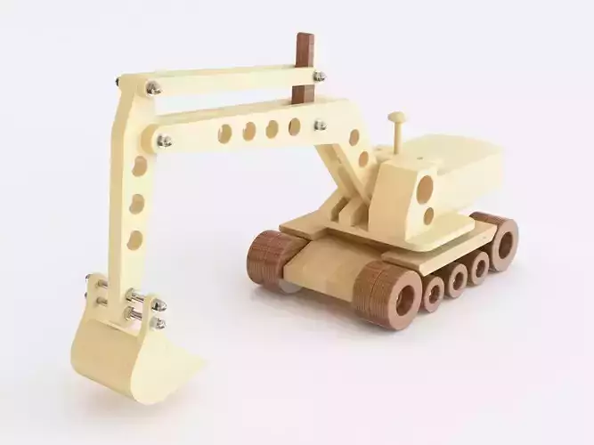 Wooden toy excavator 01 3D model