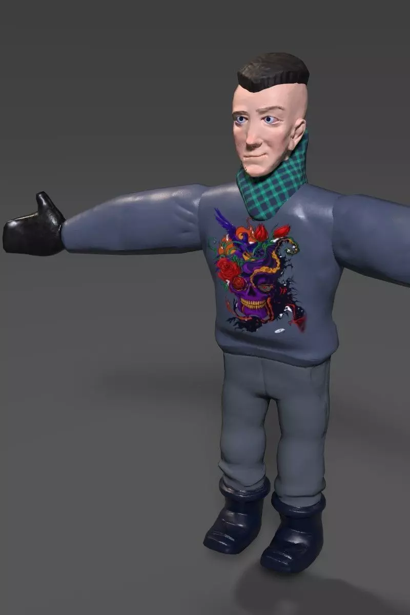Male Character Low-poly 3D model_0