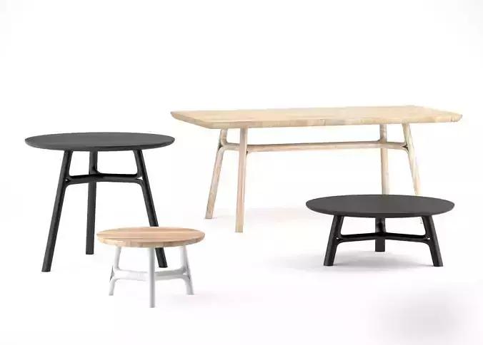Dessein Flow dining table and coffee tables 3D model