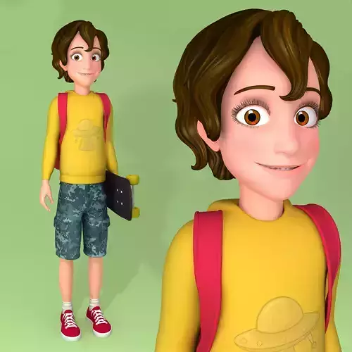 Teenager Rigged Cartoon 3D model