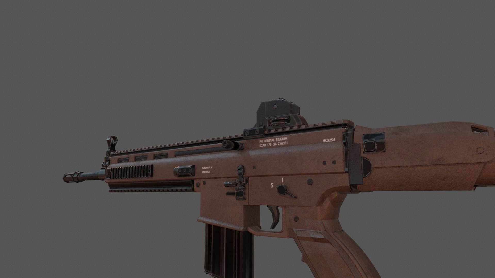 FN SCAR-H modification low-poly game ready Low-poly 3D model_4