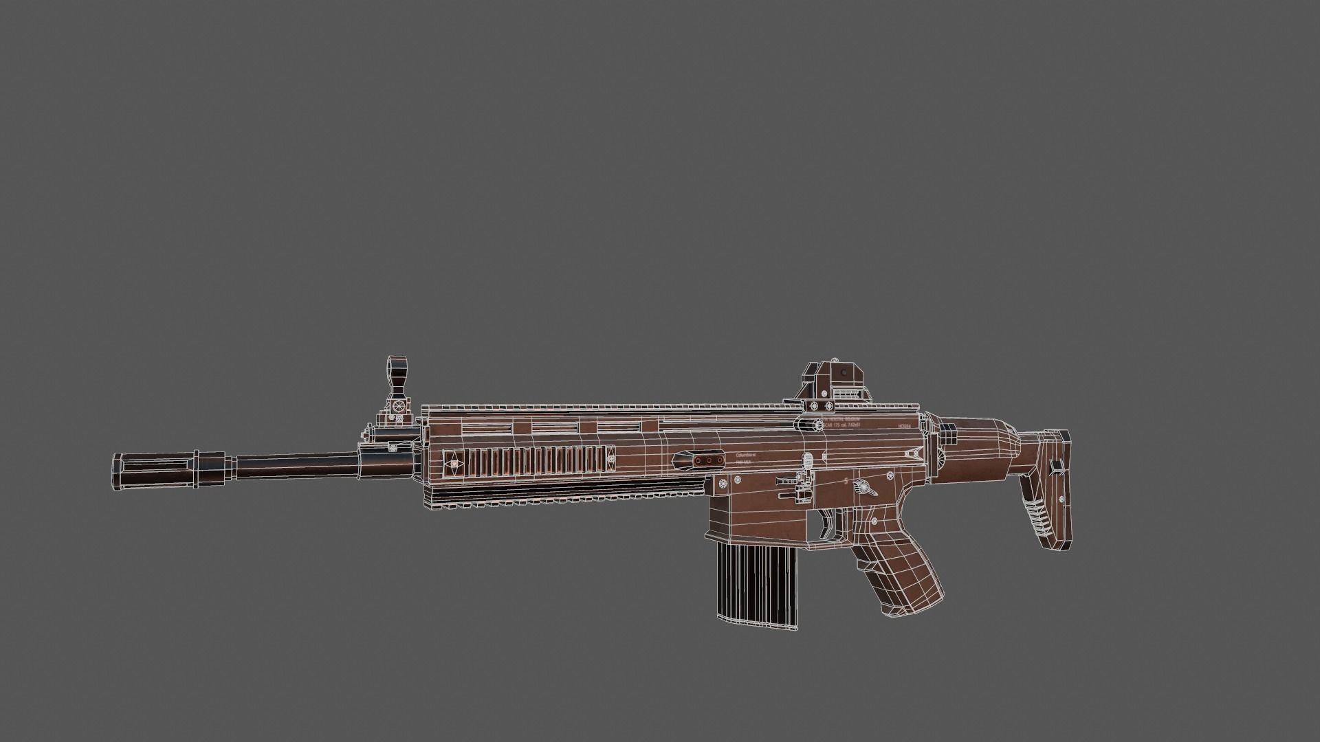 FN SCAR-H modification low-poly game ready Low-poly 3D model_2