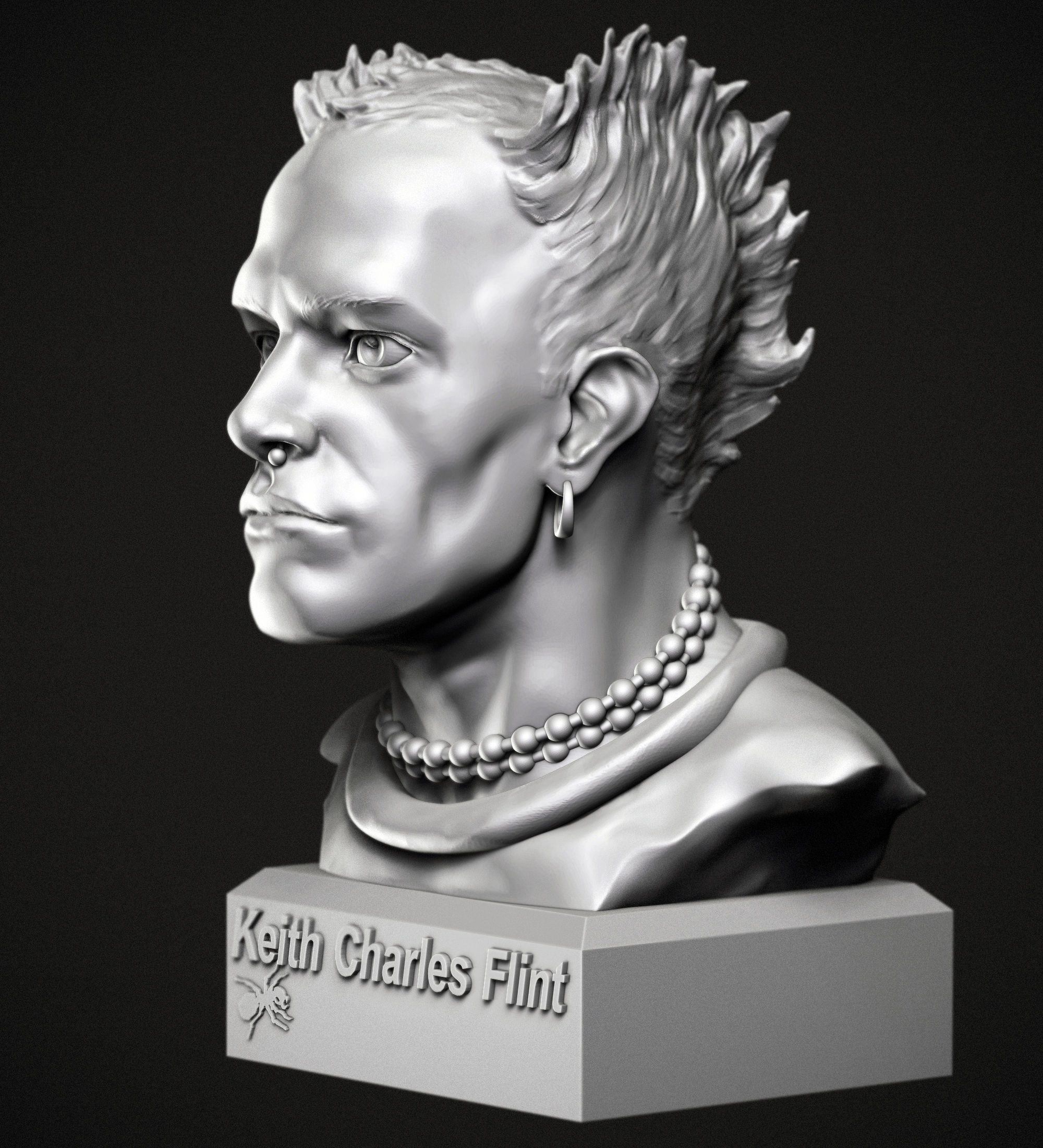 Keith Flint portrait  3D print model_1