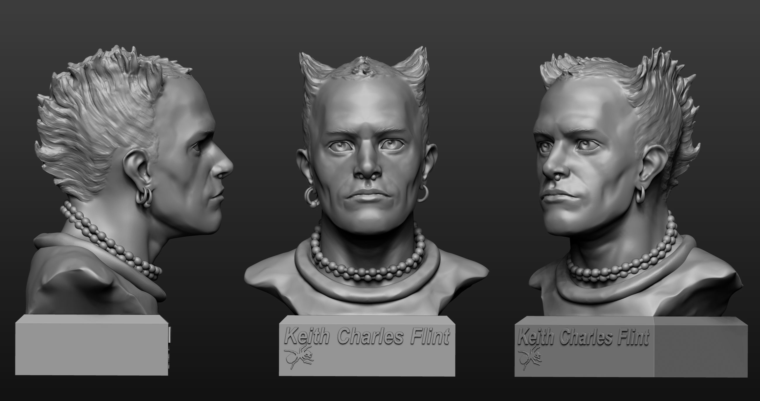 Keith Flint portrait  3D print model_4