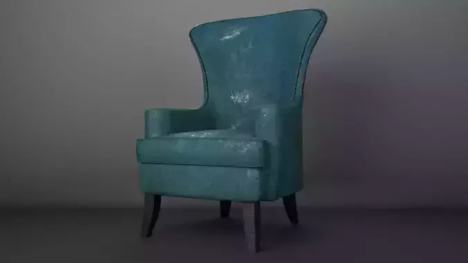 Armchair teal upholstered chair with legs