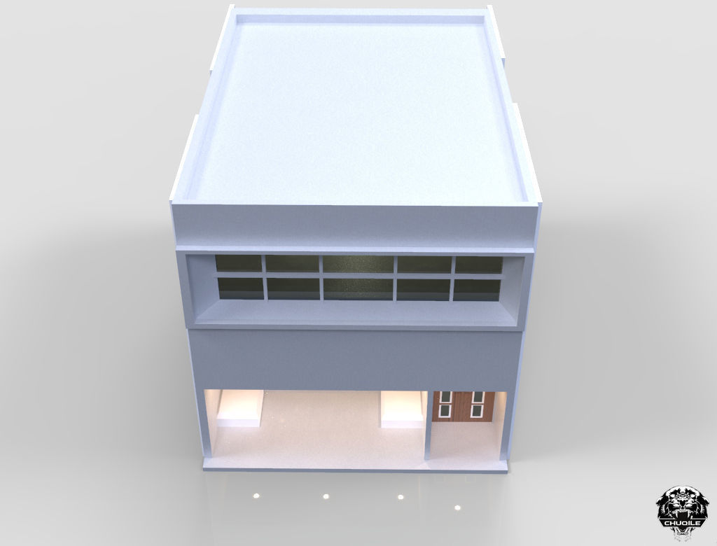 Modern House Building Low-poly 3D model_4
