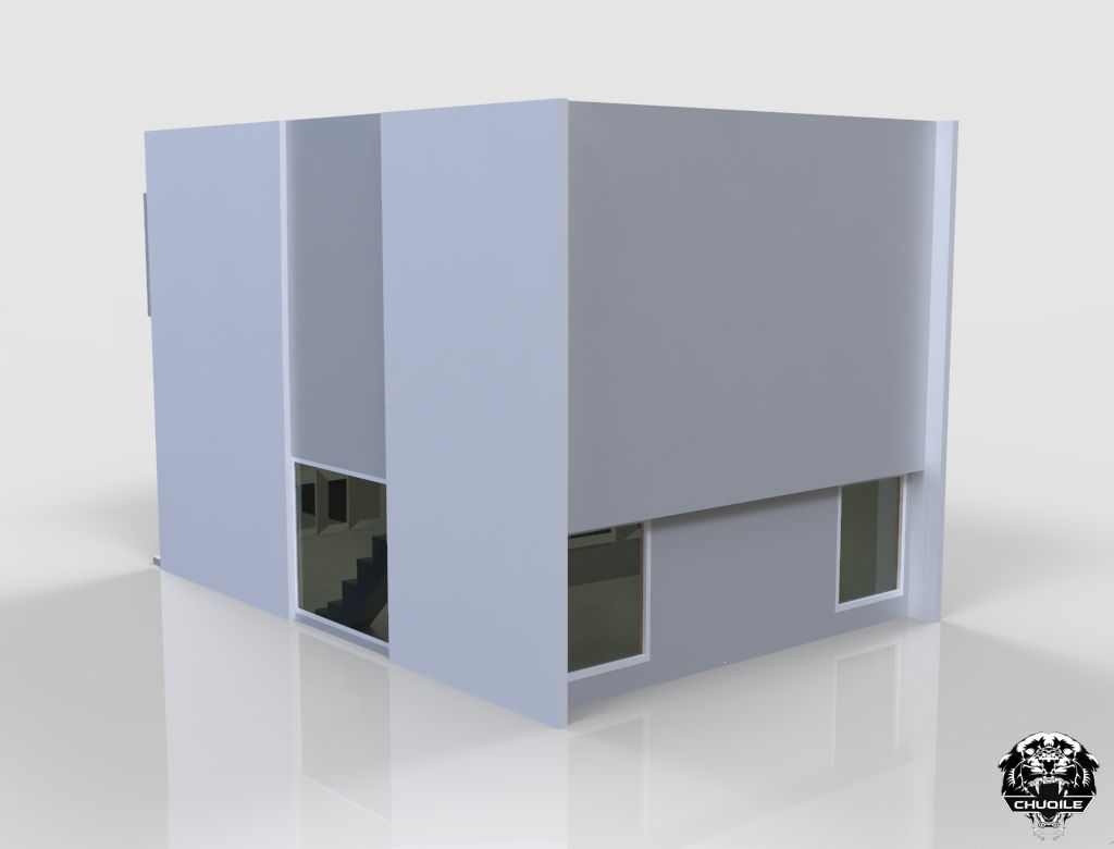 Modern House Building Low-poly 3D model_11