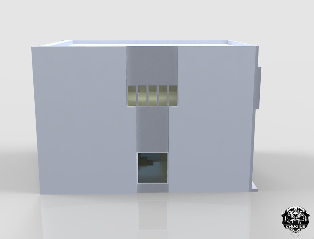 Modern House Building Low-poly 3D model_6