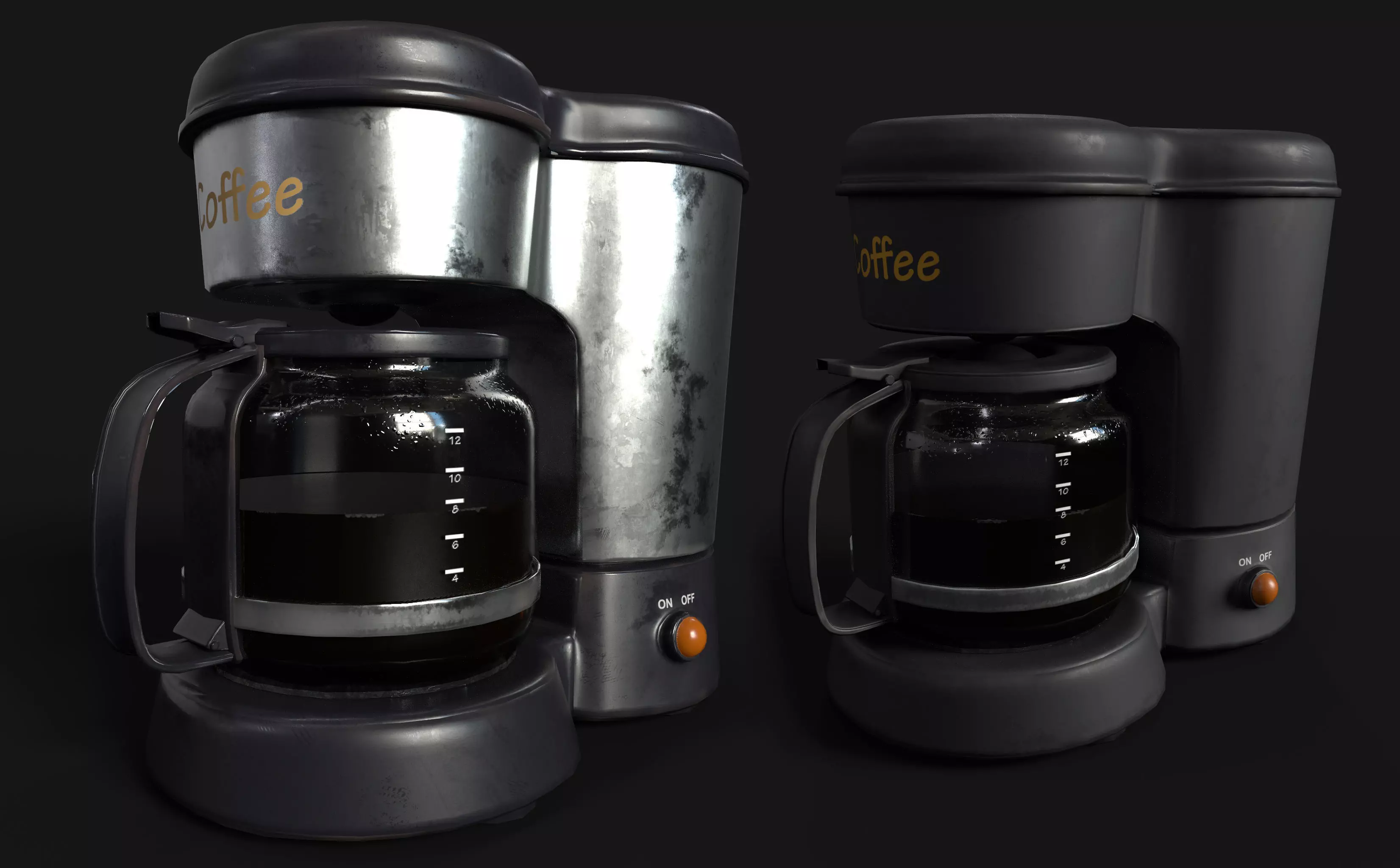 Coffee Maker Metal Body and Plastic Body Unreal Game ready Low-poly 3D model