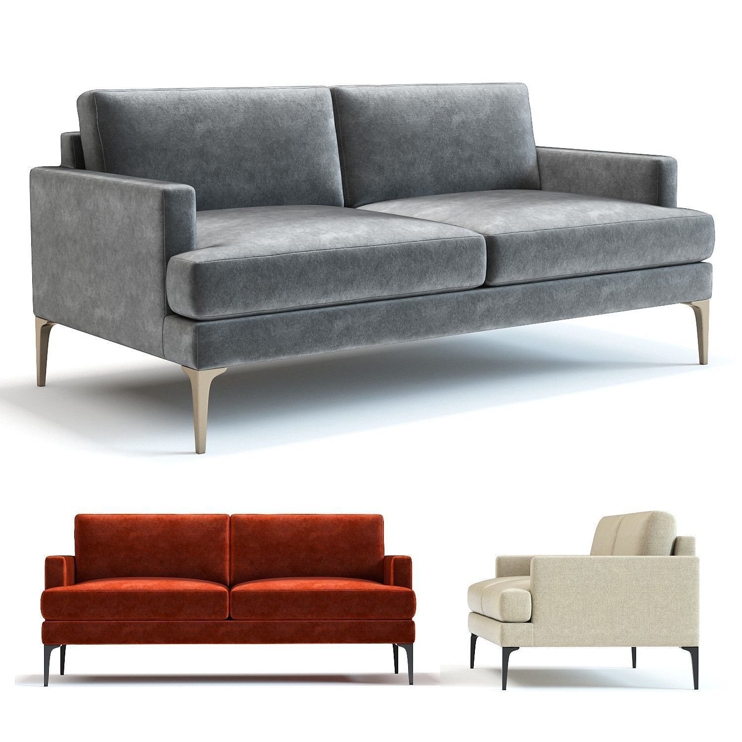 West Elm Andes Sofa 3D model_5