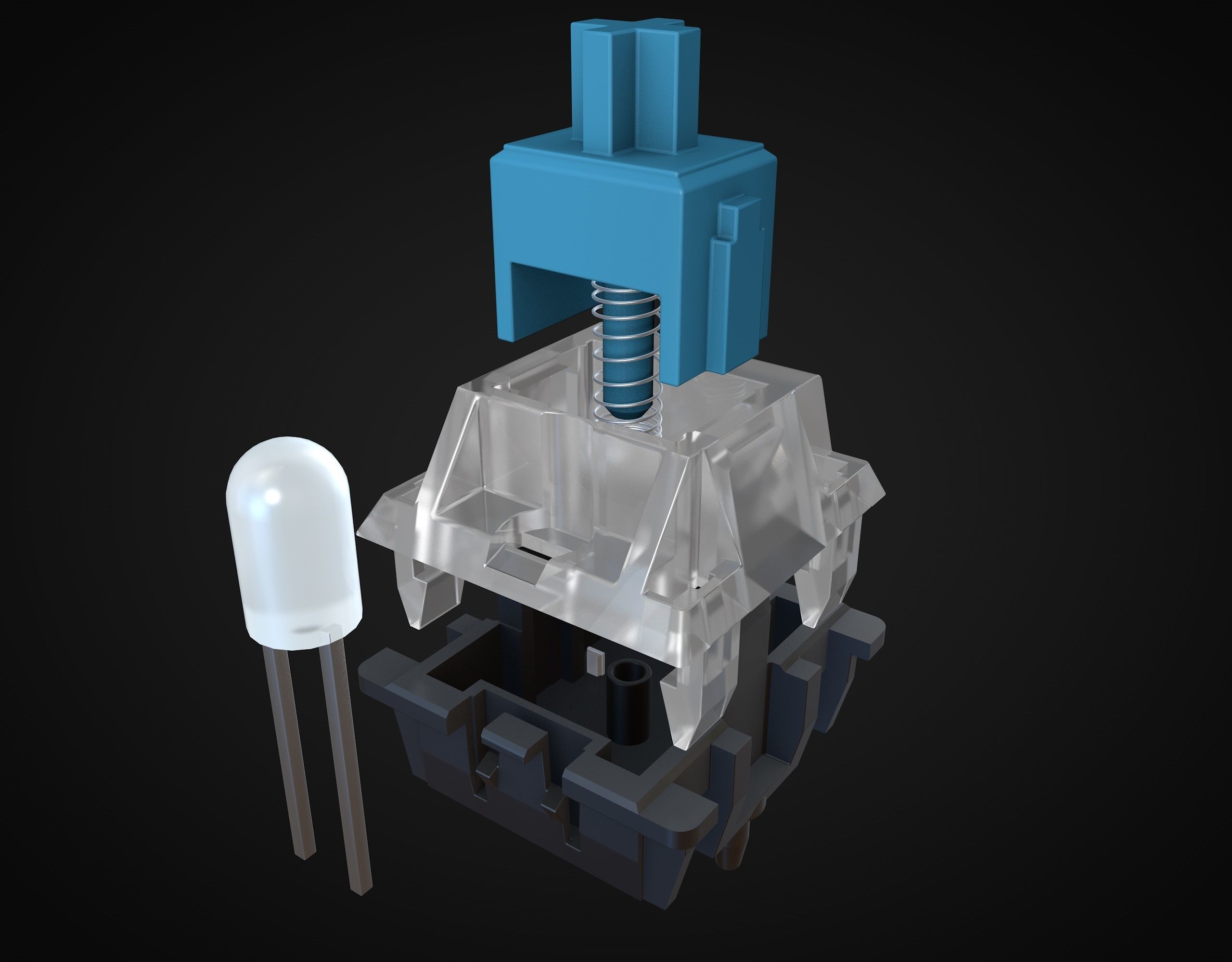 Cherry MX switches keyboard keys 3D model_4