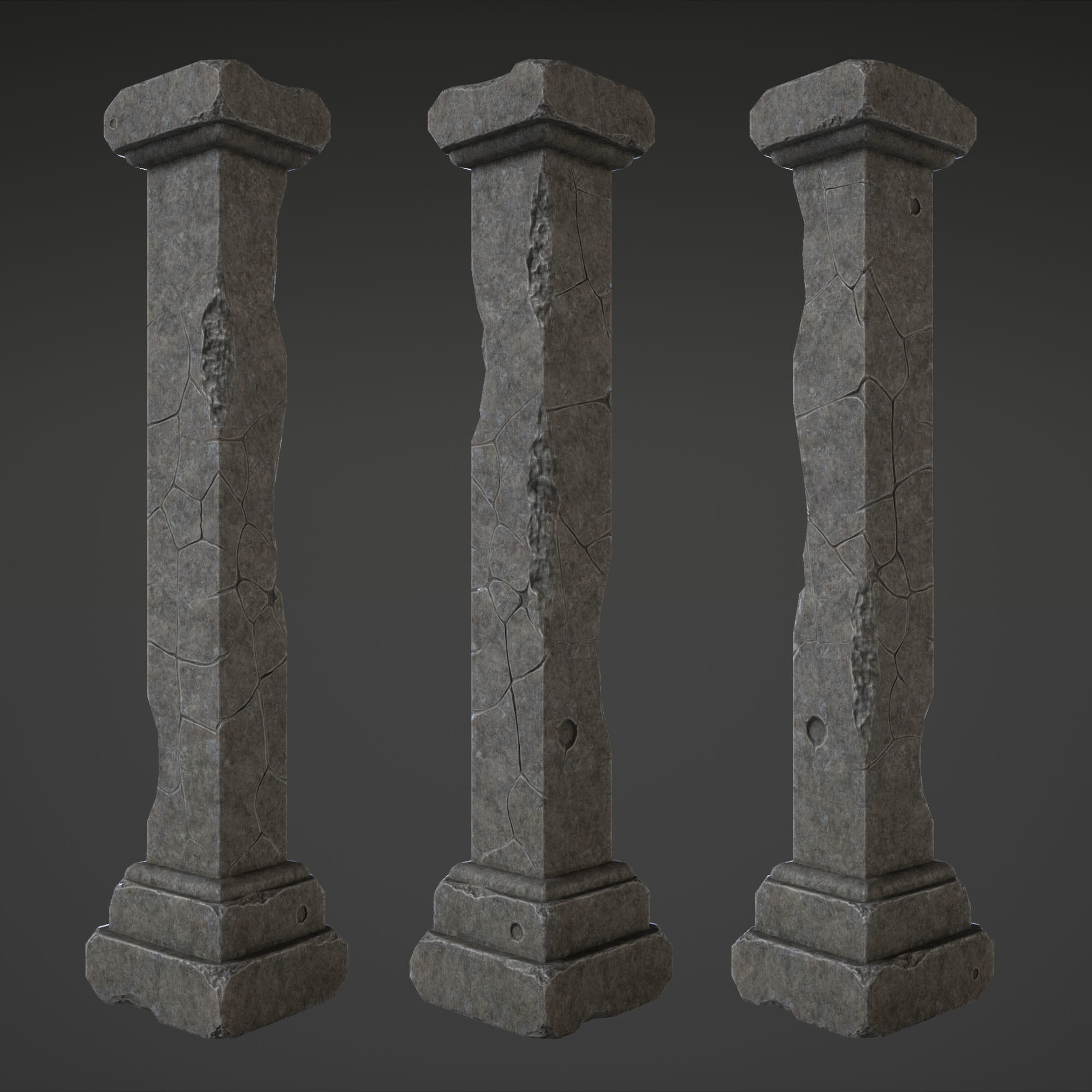 Column stone Low-poly 3D model_3
