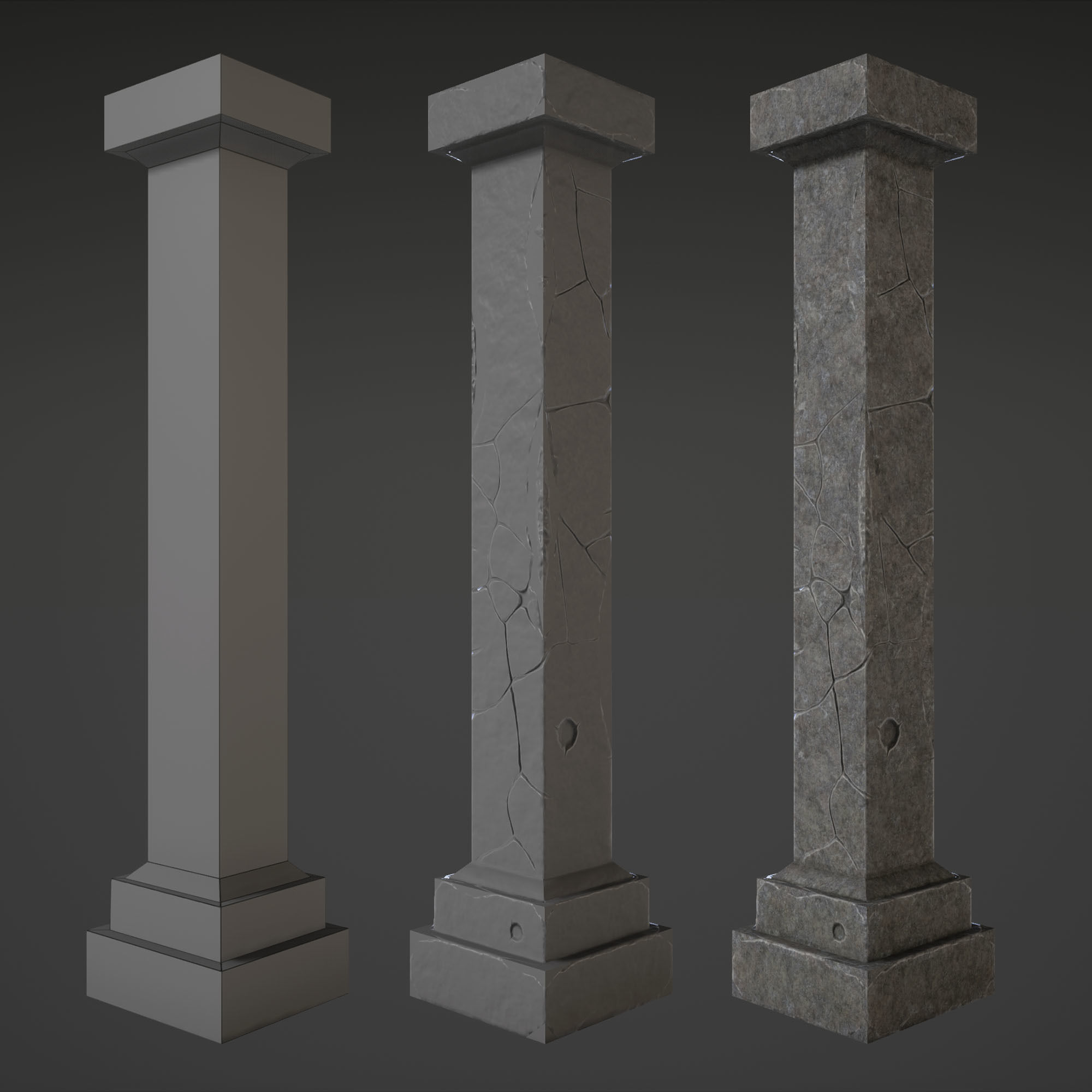 Column stone Low-poly 3D model_5