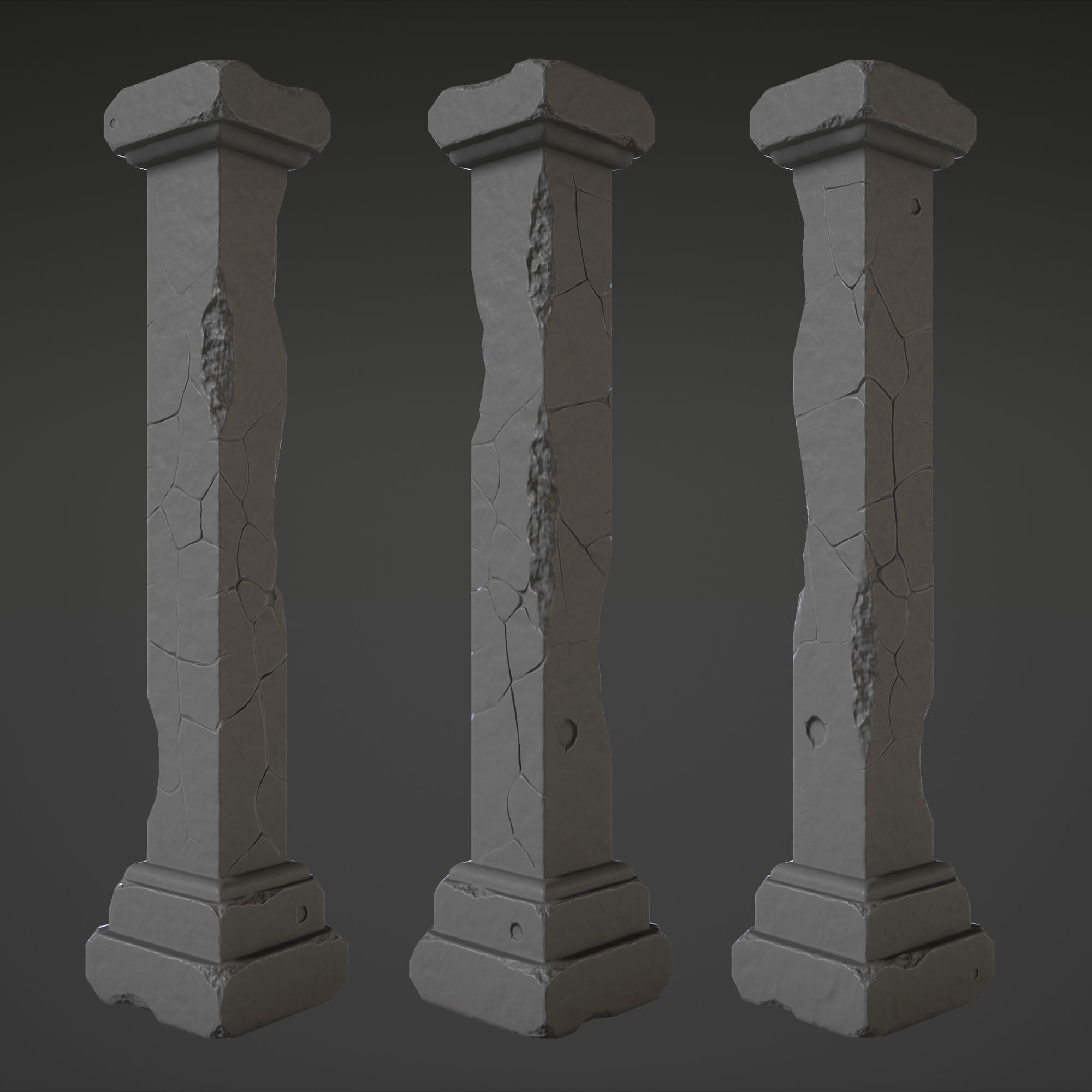 Column stone Low-poly 3D model_2