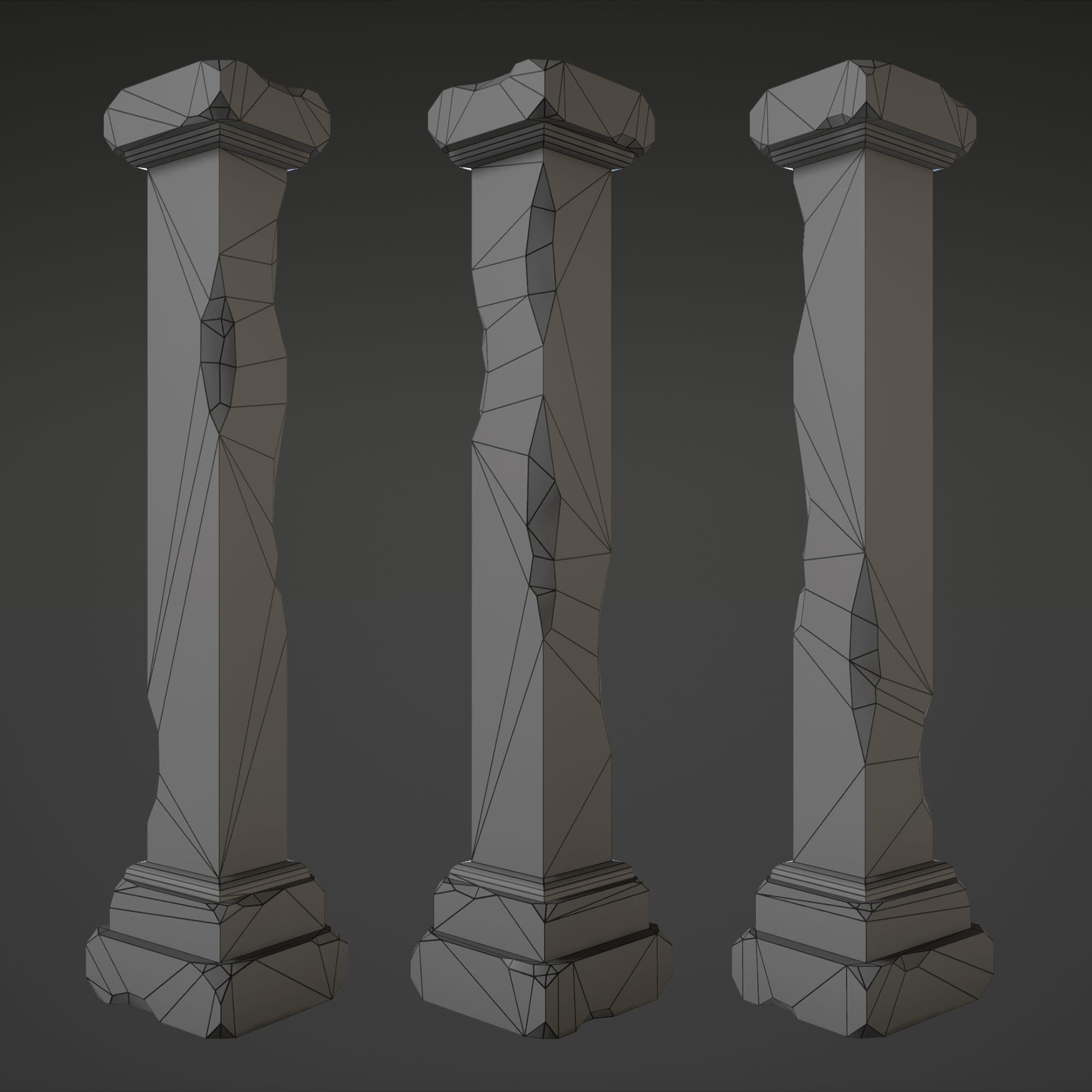 Column stone Low-poly 3D model_1