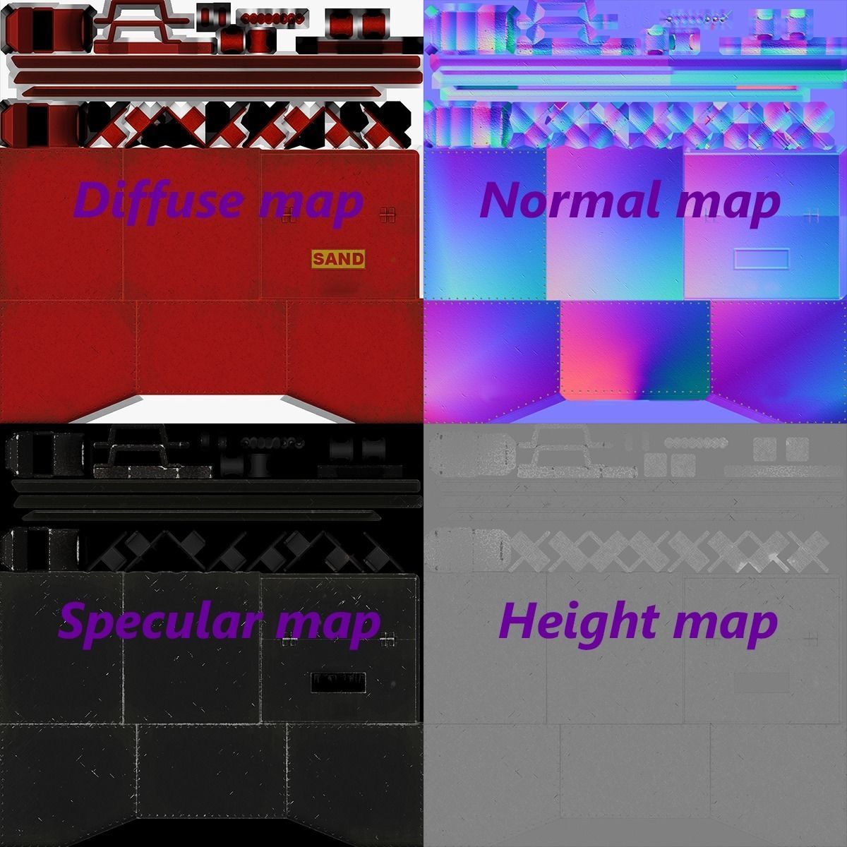 Box With Sand Low-poly 3D model_7