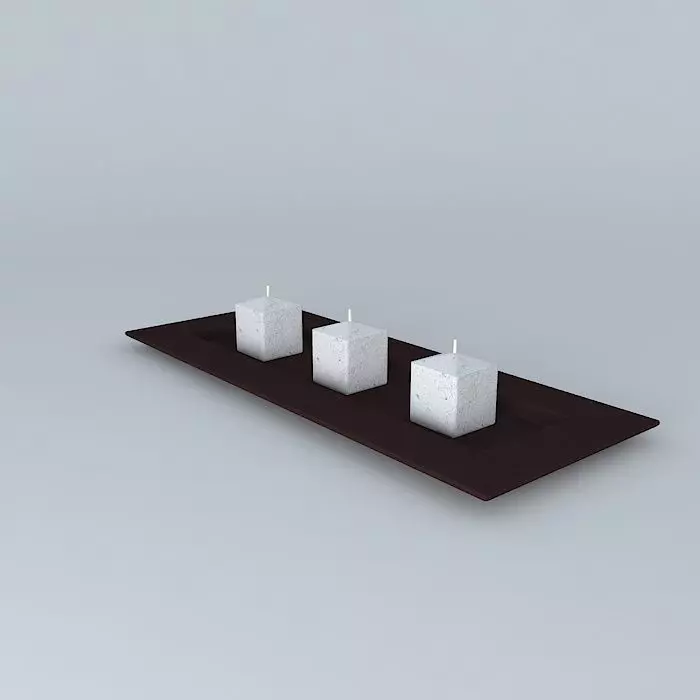 decor three candles on tray Free 3D model