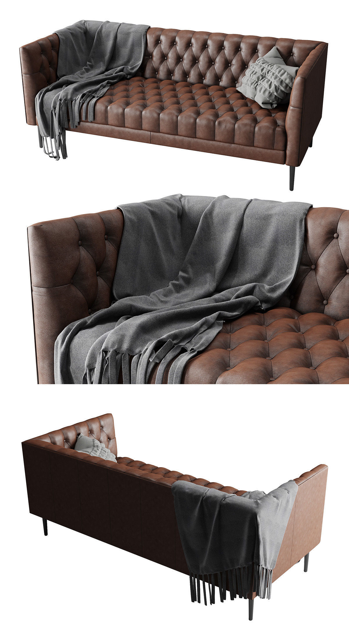 Joybird Vaughn Leather sofa 3D model CGTrader